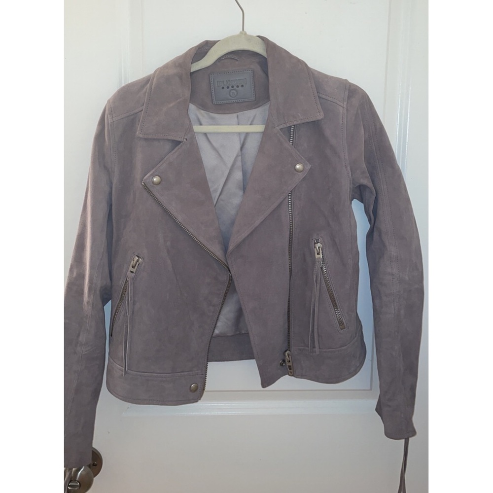 Blank NYC Gray Suede Fringe Jacket